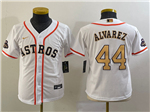 Houston Astros #44 Yordan Alvarez Youth White/Gold 2023 Gold Collection Jersey