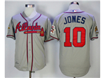 Atlanta Braves #10 Chipper Jones 1995 Gray Throwback Jersey