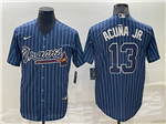 Atlanta Braves #13 Ronald Acuna Jr. Blue Pinstripe Cool Base Jersey