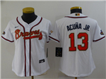Atlanta Braves #13 Ronald Acuna Jr. Women's White 2022 Gold Program Cool Base Jersey