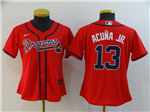 Atlanta Braves #13 Ronald Acuna Jr. Women's Red 2020 Cool Base Jersey