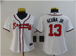 Atlanta Braves #13 Ronald Acuna Jr. Women's White 2020 Cool Base Jersey