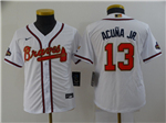 Atlanta Braves #13 Ronald Acuna Jr. Youth White 2022 Gold Program Cool Base Jersey