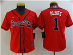 Atlanta Braves #1 Ozzie Albies Youth Red Cool Base Jersey