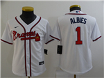 Atlanta Braves #1 Ozzie Albies Youth White Cool Base Jersey
