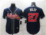 Atlanta Braves #27 Austin Riley Navy Cool Base Jersey