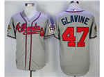 Atlanta Braves #47 Tom Glavine 1995 Gray Throwback Jersey