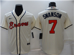 Atlanta Braves #7 Dansby Swanson Cream Cool Base Jersey