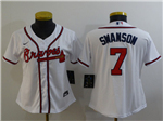Atlanta Braves #7 Dansby Swanson Women's White Cool Base Jersey