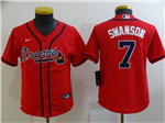 Atlanta Braves #7 Dansby Swanson Youth Red Cool Base Jersey