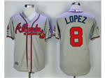 Atlanta Braves #8 Javy Lopez 1995 Gray Throwback Jersey