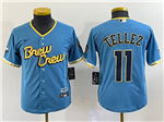 Milwaukee Brewers #11 Rowdy Tellez Youth Powder Blue 2022 City Connect Cool Base Jersey