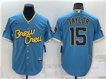 Milwaukee Brewers #15 Tyrone Taylor Powder Blue 2022 City Connect Cool Base Jersey