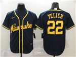 Milwaukee Brewers #22 Christian Yelich Navy 2020 Cool Base Jersey