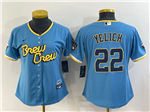 Milwaukee Brewers #22 Christian Yelich Women's Powder Blue 2022 City Connect Cool Base Jersey