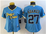 Milwaukee Brewers #27 Willy Adames Women's Powder Blue 2022 City Connect Cool Base Jersey