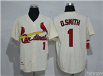 St. Louis Cardinals #1 Ozzie Smith Throwback Cream Jersey