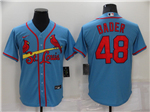 St. Louis Cardinals #48 Harrison Bader Light Blue Cool Base Jersey