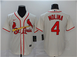 St. Louis Cardinals #4 Yadier Molina Cream 2020 Cool Base Jersey