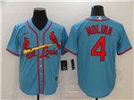 St. Louis Cardinals #4 Yadier Molina Light Blue 2020 Cool Base Jersey