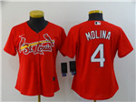 St. Louis Cardinals #4 Yadier Molina Women's Red 2020 Cool Base Jersey