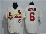 St. Louis Cardinals #6 Stan Musial Throwback Cream Jersey