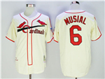 St. Louis Cardinals #6 Stan Musial 1944 Throwback Cream Jersey