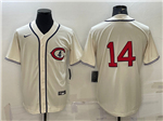 Chicago Cubs #14 Ernie Banks Vintage Cream Jersey