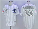 Chicago Cubs #23 Ryne Sandberg White Pinstripe Jersey 3-Patche w/Harry Caray Patch