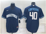 Chicago Cubs #40 Willson Contreras Navy 2021 City Connect Cool Base Jersey