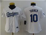 Los Angeles Dodgers #10 Justin Turner Women's White 2021 Gold Program Cool Base Jersey