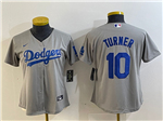 Los Angeles Dodgers #10 Justin Turner Women's Alternate Gray Jersey