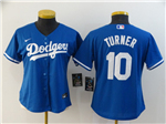 Los Angeles Dodgers #10 Justin Turner Women's Royal Blue 2020 Cool Base Jersey