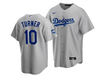 Los Angeles Dodgers #10 Justin Turner Alternate Gray 2020 World Series Champions Cool Base Jersey