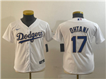 Los Angeles Dodgers #17 Shohei Ohtani Youth White Gold Program Jersey