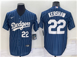Los Angeles Dodgers #22 Clayton Kershaw Blue Pinstripe Cool Base Jersey
