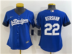 Los Angeles Dodgers #22 Clayton Kershaw Women's Royal Blue 2021 City Connect Cool Base Jersey