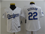 Los Angeles Dodgers #22 Clayton Kershaw Youth White 2021 Gold Program Cool Base Jersey