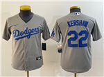 Los Angeles Dodgers #22 Clayton Kershaw Youth Alternate Gray Jersey
