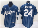 Los Angeles Dodgers #24 Kobe Bryant Blue Pinstripe Cool Base Jersey