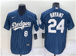 Los Angeles Dodgers #8/24 Kobe Bryant Blue Pinstripe Cool Base Jersey