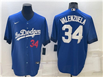 Los Angeles Dodgers #34 Fernando Valenzuela Royal Blue 2021 City Connect Cool Base Jersey
