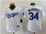 Los Angeles Dodgers #34 Fernando Valenzuela Youth White Cool Base Jersey