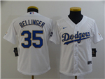 Los Angeles Dodgers #35 Cody Bellinger Youth White 2021 Gold Program Cool Base Jersey