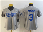 Los Angeles Dodgers #3 Chris Taylor Women's Alternate Gray Jersey