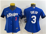 Los Angeles Dodgers #3 Chris Taylor Women's Royal Blue 2021 City Connect Cool Base Jersey