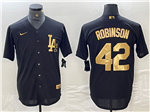 Los Angeles Dodgers #42 Jackie Robinson Black Gold Jersey