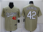 Los Angeles Dodgers #42 Jackie Robinson Gold Pinstripe Cool Base Jersey