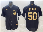Los Angeles Dodgers #50 Mookie Betts Black Gold Jersey