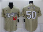 Los Angeles Dodgers #50 Mookie Betts Gold Pinstripe Cool Base Jersey
